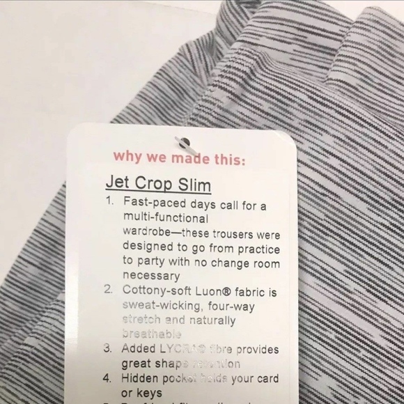 lululemon athletica Pants - LULULEMON ~ Jet Crop Slim Pants ~ Luon Size 6 ~NWT